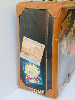 ANTIQUE SUITCASE 1920/30 MANY LABELS (authentic) OF ITALIAN HOTELS