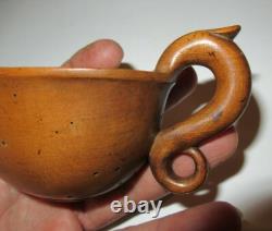 ANTIQUE WOODEN FEEDING BOTTLE INFANT CUP 19th CENTURY FOLK ART