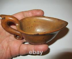 ANTIQUE WOODEN NURSING CUP FOR INFANTS 19th CENTURY FOLK ART FEEDING BOTTLE