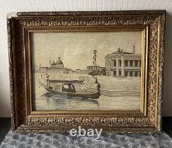 A. Vacher Paris Frame In Gilded Stucco And Tapestry Of The Nineteenth Century Of Venice