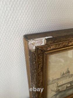 A. Vacher Paris Frame In Gilded Stucco And Tapestry Of The Nineteenth Century Of Venice