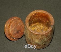 Aa African Art Grease Pot Made Of Very Old Wood Luba, Object Of Folk Art