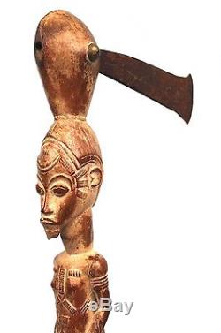 African Art Baule Ceremonial Ax With Customized Base 52 Cms +++++