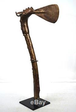 African Art Bronze Baule Ceremonial Ax With Custom Base +++++