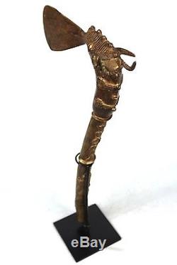 African Art Bronze Baule Ceremonial Ax With Custom Base +++++