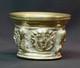 An Old Beautiful 19th-century Mortar, 1.5 Kg Cut, Gilded Bronze Medallion