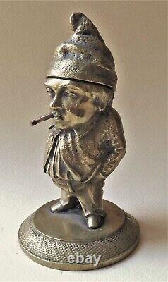 Ancien Pyrogene Small Personnage Near Fuel Bronze Allumets At The End Of The 19th Century