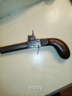 Ancient 19th-button Wooden Platinum Gun Carved Octagonal Cannon Beautiful Condition