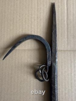 Ancient Ankus. Spike of a Forged and Sculpted Iron Mahout. Elephant, India, Nepal