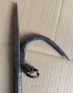 Ancient Ankus. Spike of a Forged and Sculpted Iron Mahout. Elephant, India, Nepal