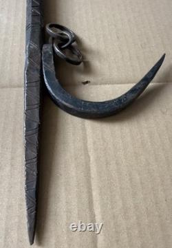 Ancient Ankus. Spike of a Forged and Sculpted Iron Mahout. Elephant, India, Nepal