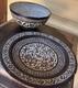 Ancient Asian Art Incense Bowl With Carved Stone Saucer