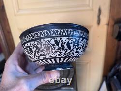 Ancient Asian Art incense bowl with carved stone saucer