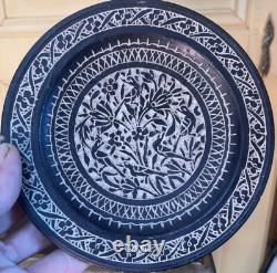 Ancient Asian Art incense bowl with carved stone saucer