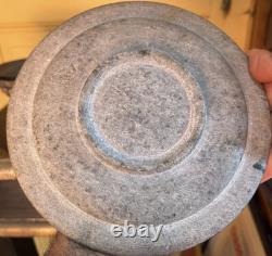 Ancient Asian Art incense bowl with carved stone saucer