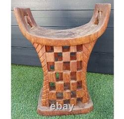 Ancient Carved Wooden African Stool from Benin