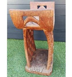 Ancient Carved Wooden African Stool from Benin