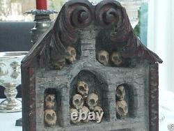 Ancient Carved Wooden Ossuary Large Memento Mori 18/19th Century Tyrolean Bone House