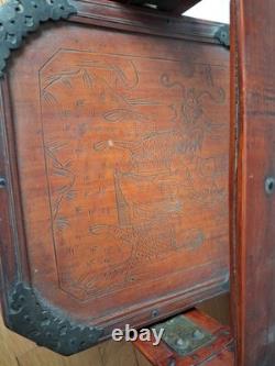 Ancient Chinese Antique Wedding Basket, Wood and Bamboo, Octagonal