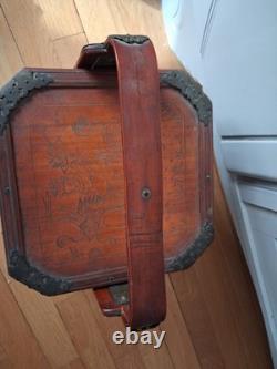 Ancient Chinese Antique Wedding Basket, Wood and Bamboo, Octagonal