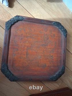 Ancient Chinese Antique Wedding Basket, Wood and Bamboo, Octagonal