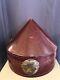 Ancient Chinese Hat Box In Red Lacquered Wood Conical Shape Early 20th Century