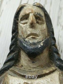 Ancient Christ Reliquary Polychrome Wooden Shroud Xviiith Popular Art