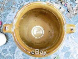Ancient Confit Pot Pottery Provencal Yellow Glaze