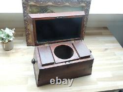 Ancient English Tea Box Antique Candy Tea Curved Compartmented XIX