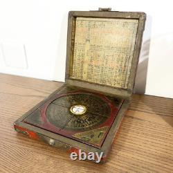 Ancient Geomancy Compass Luopan in Lacquered Box China circa 1950
