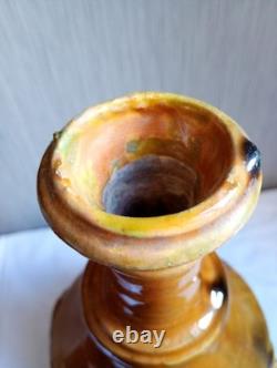 Ancient Glazed Terracotta Bottle 18th 19th Century Popular Art Medallions