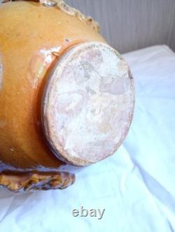 Ancient Glazed Terracotta Bottle 18th 19th Century Popular Art Medallions