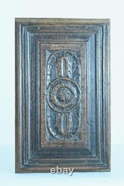 Ancient Gothic carved wooden panel, medieval oak, early period