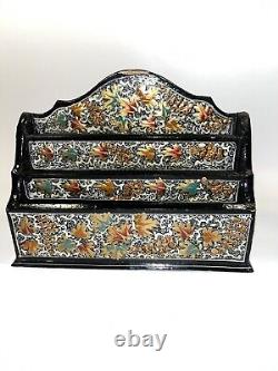 Ancient Hand-Painted Lacquered Wooden Mail Holder