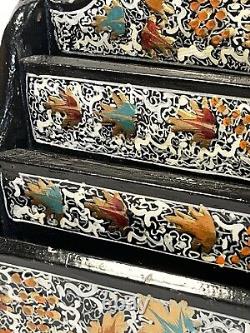 Ancient Hand-Painted Lacquered Wooden Mail Holder