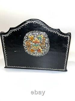 Ancient Hand-Painted Lacquered Wooden Mail Holder