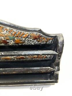 Ancient Hand-Painted Lacquered Wooden Mail Holder