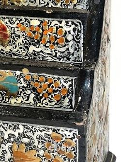 Ancient Hand-Painted Lacquered Wooden Mail Holder