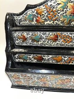 Ancient Hand-Painted Lacquered Wooden Mail Holder