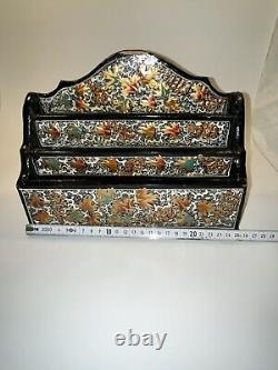 Ancient Hand-Painted Lacquered Wooden Mail Holder