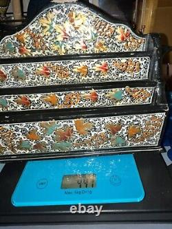 Ancient Hand-Painted Lacquered Wooden Mail Holder