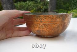 Ancient Indian Persian Bowl in Copper 19th Century