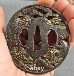 Ancient Japanese Iron Tsuba from the Edo Period (1603-1868)