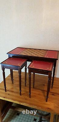 Ancient Little Game Table With Its Two Stools