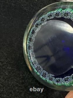 Ancient Masonic Sulfur Paperweight Freemason Compass Lodge Blue Glass