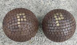 Ancient Pairs of Lyon-Style Studded Petanque Balls Monogram PP/Popular