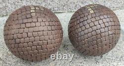 Ancient Pairs of Lyon-Style Studded Petanque Balls Monogram PP/Popular