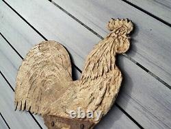 Ancient Rooster Sculpture from Slate Roof Ridge Chimney of Colmar House