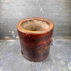 Ancient Seal / Asian Lacquered Measuring Pot with Metal Rim Asia 19th Century Ancient Seal / Asian Lacquered Measuring Pot with Metal Rim Asia 19th Century