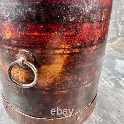 Ancient Seal / Asian Lacquered Measuring Pot with Metal Rim Asia 19th Century